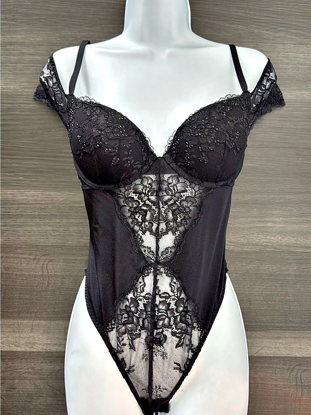 Victoria's Secret Black Lace Bodysuit Medium